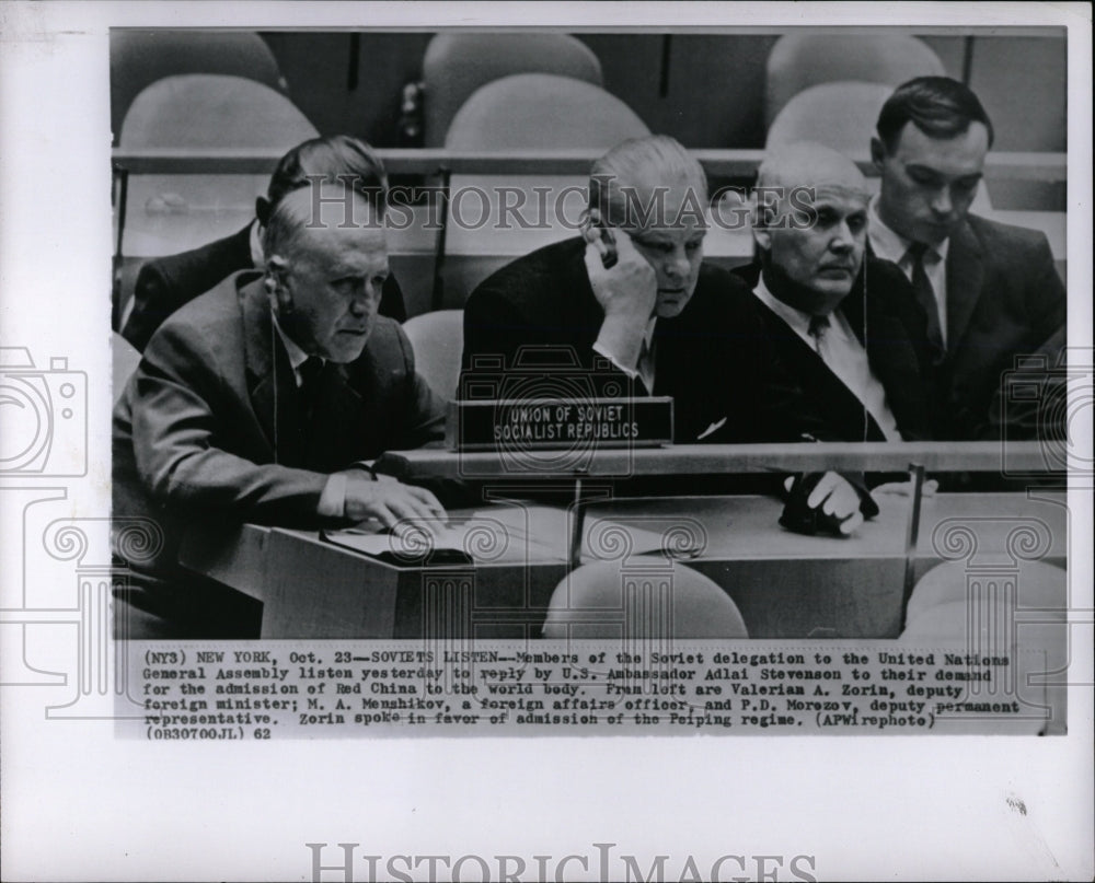 1962 Press Photo Soviet delgation US Stevenson UN body - RRW01821 - Historic Images