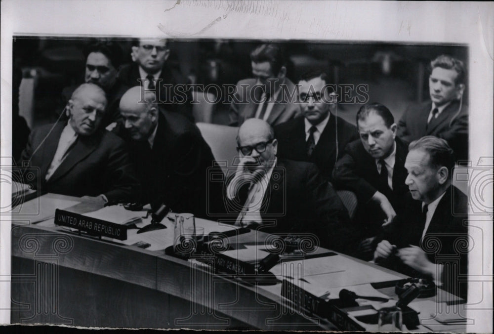 1961 Press Photo Hammarskjold Valerian Zorin Omar Loutf - RRW01839 - Historic Images