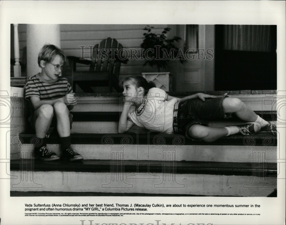 1992 Press Photo Anna Chlumsky Macaulay Culkin actors - RRW01883 - Historic Images
