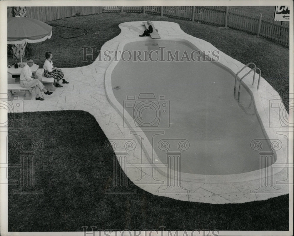 1957 Press Photo Oddly Shaped Pool US Pool Corp Product - RRW02403 - Historic Images