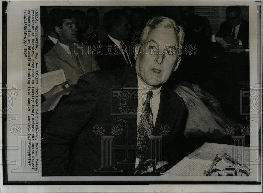 1969 Press Photo Harvard Pres Testify Campus Unrest - RRW02631 - Historic Images