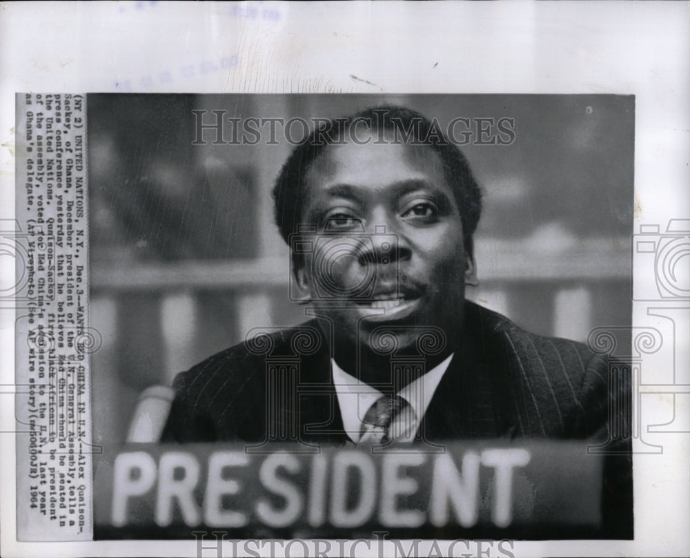 1964 Press Photo U. N. Assembly Alex Quaison-Sackey - RRW02663 - Historic Images