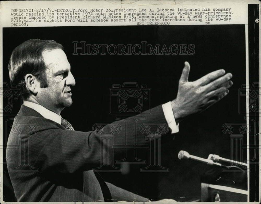 1971 Press Photo Lee A Iacocca Ford Motor Co - RRW02779 - Historic Images