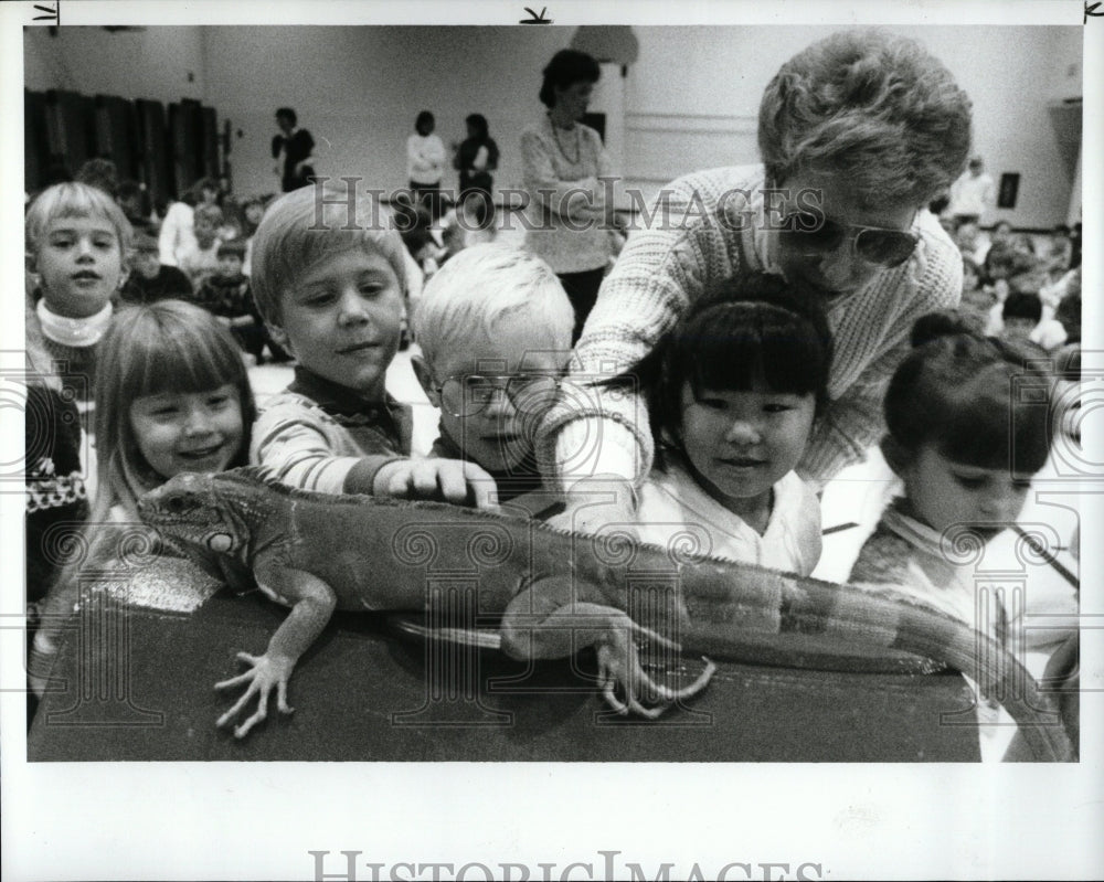 1987 Press Photo Reptile Show Erving Elementary School - RRW02851 - Historic Images