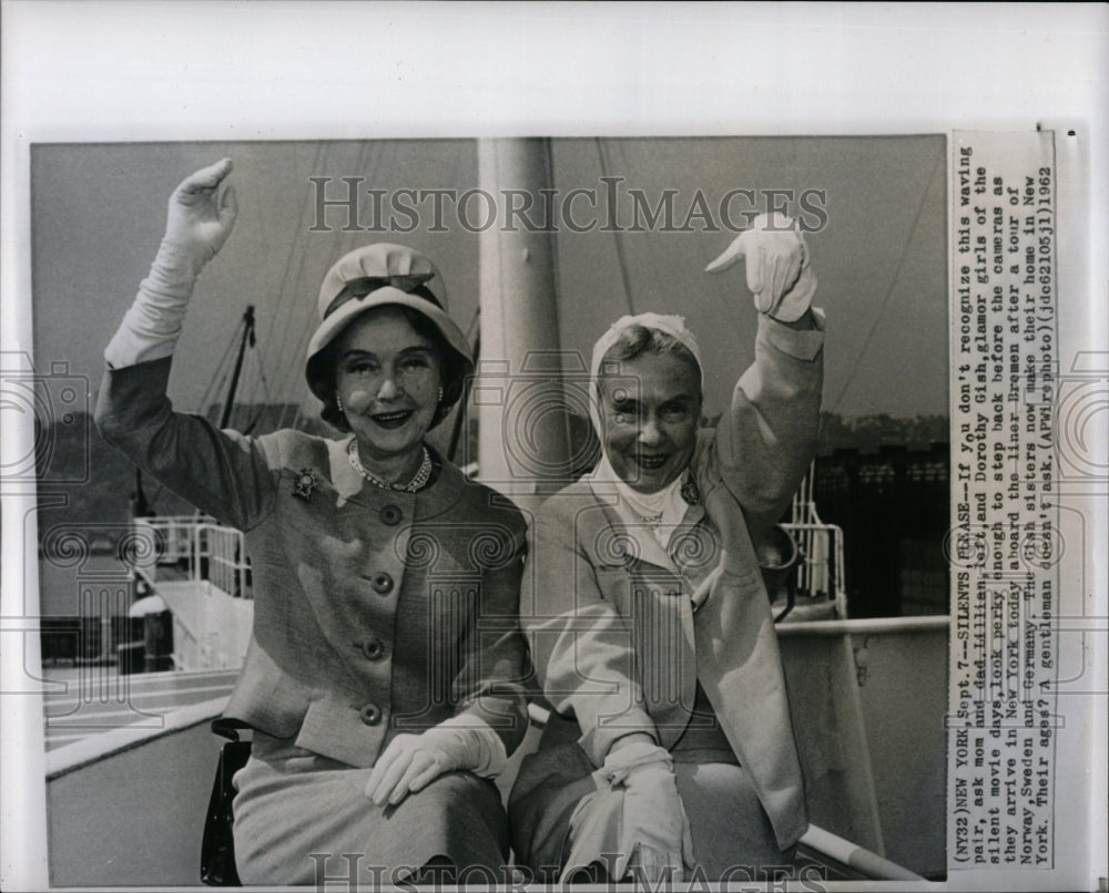 1962 Press Photo Lilian Dorothy Gish Silent Movies - RRW02925 - Historic Images