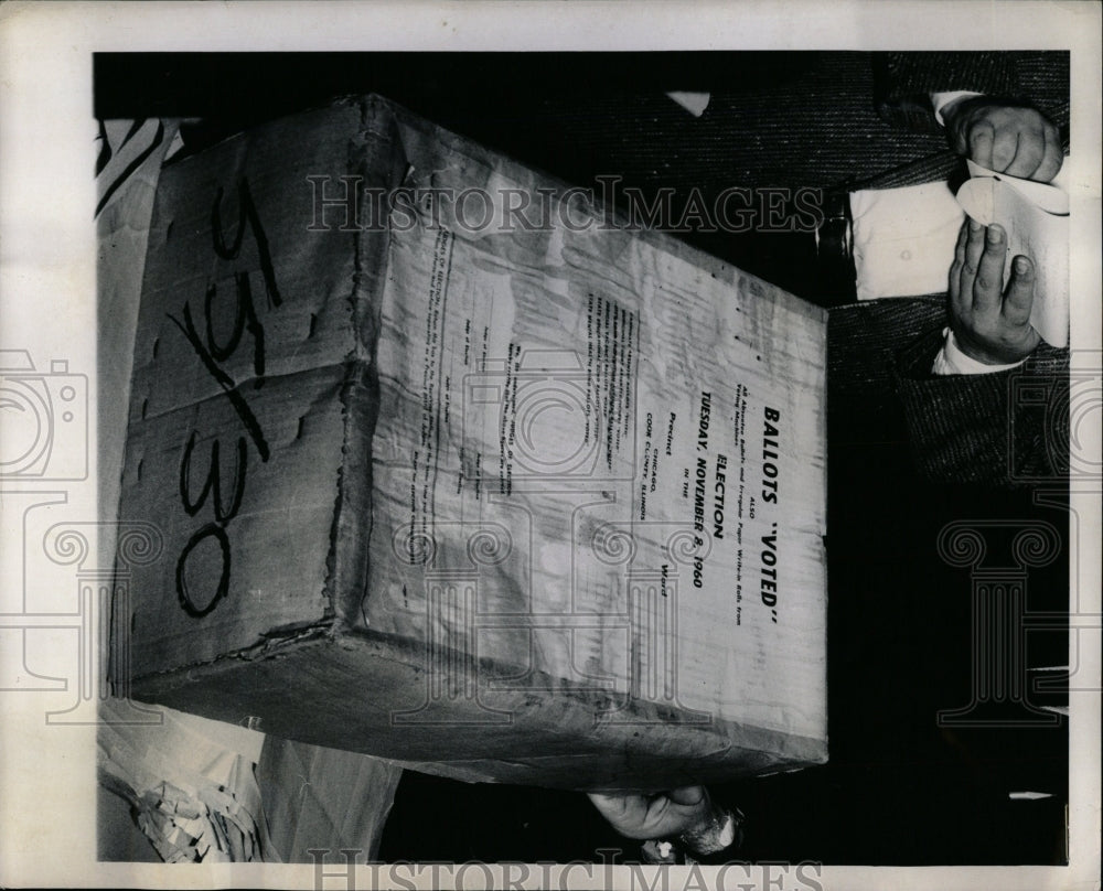 1960 Press Photo Closeup of ballot box from Precinct 55 - RRW03519 - Historic Images