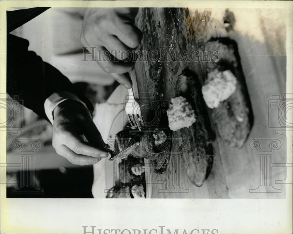 1983 Press Photo Rolled Stuffed Eggplant/Cooking/Food - RRW03611 - Historic Images