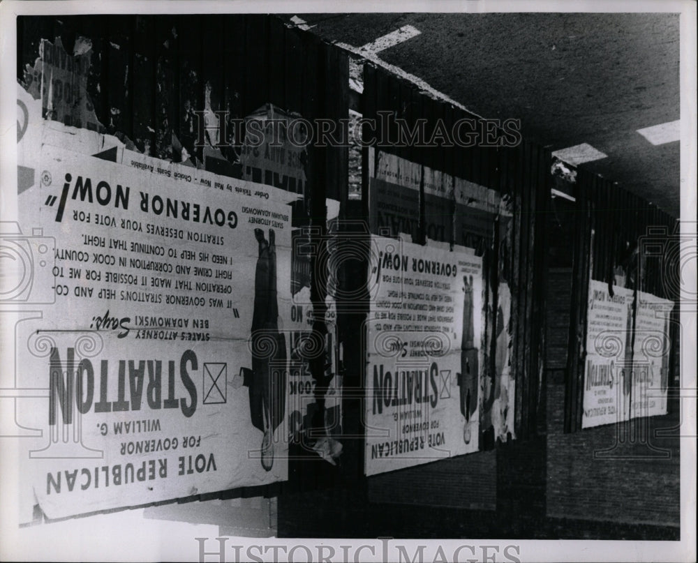 1960 Press Photo Stratton For Governor Election Signs - RRW03669 - Historic Images