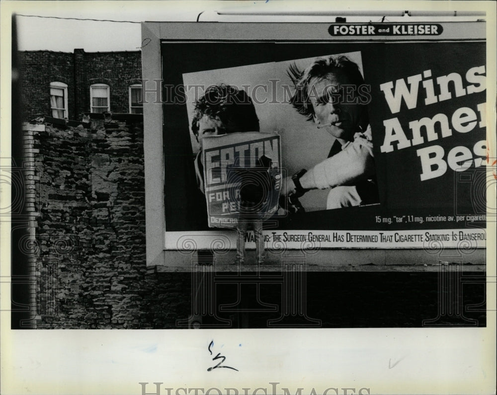 1983 Press Photo Bernard Epton Posters Over Billboard - RRW03673 - Historic Images