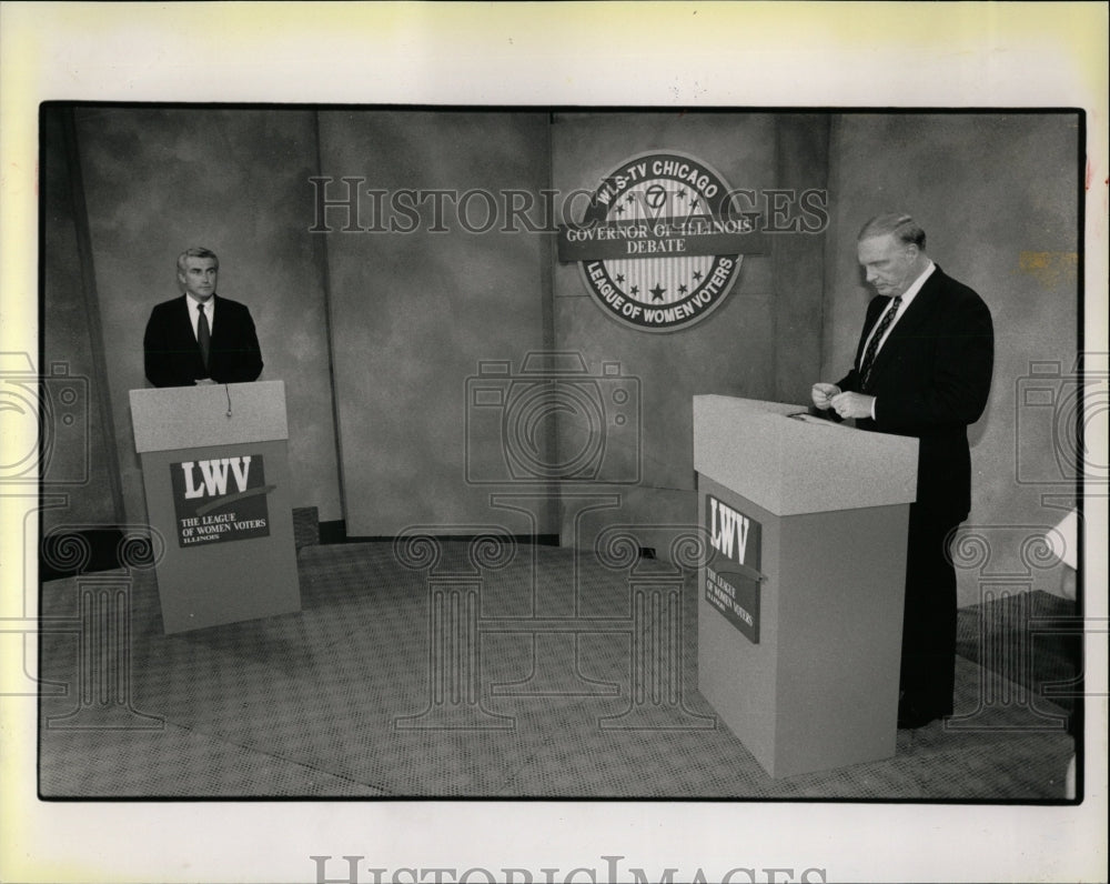 1990 Press Photo Gubernatorial Candidates Debate - RRW03675 - Historic Images