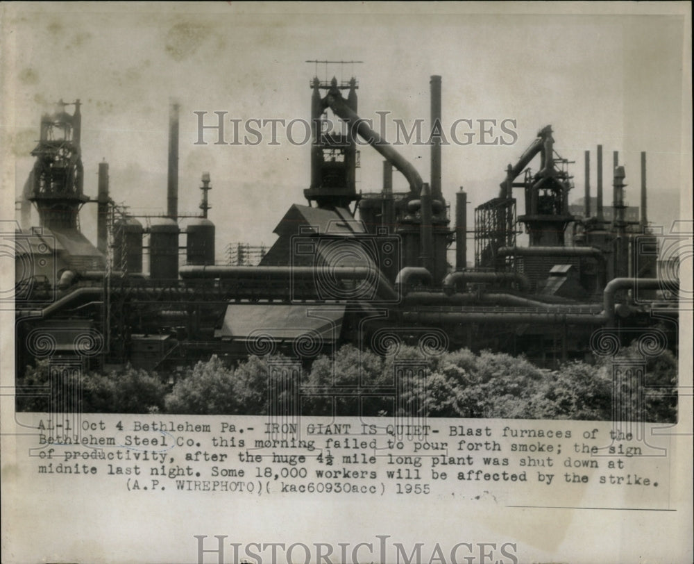 1955 Press Photo Bethlehem Steel Co Plant Shut Down - RRW03859 - Historic Images