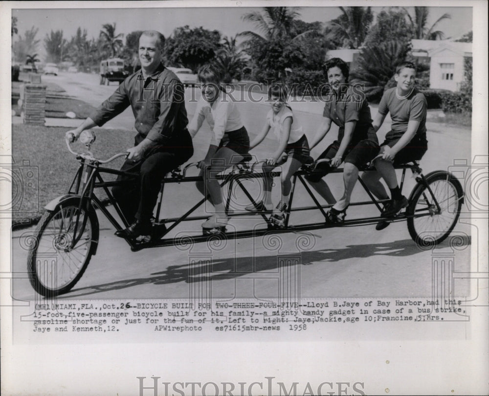 1958 Press Photo Bicycle For Five People Riding - RRW03991 - Historic Images