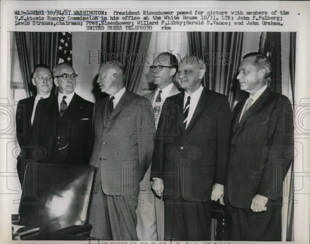 1957 Press Photo Eisenhower Folberg Strauss Libby Vance - RRW04049 - Historic Images