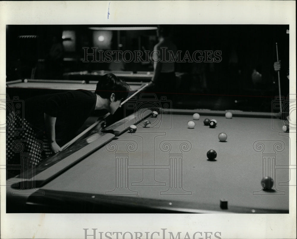 1967 Press Photo Lady Player Billiard Clark Academy - RRW04281 - Historic Images