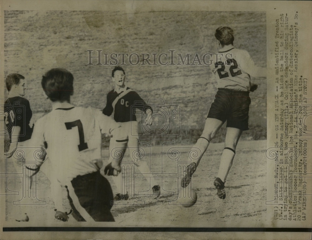 1966 Press Photo Trenton player soccer ball kick Quincy - RRW04923 - Historic Images