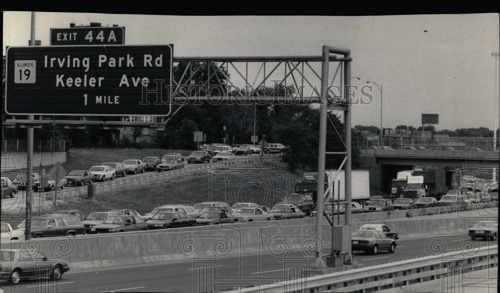 1987 Press Photo Edens Wilson ave Construction Traffic - RRW04937 - Historic Images