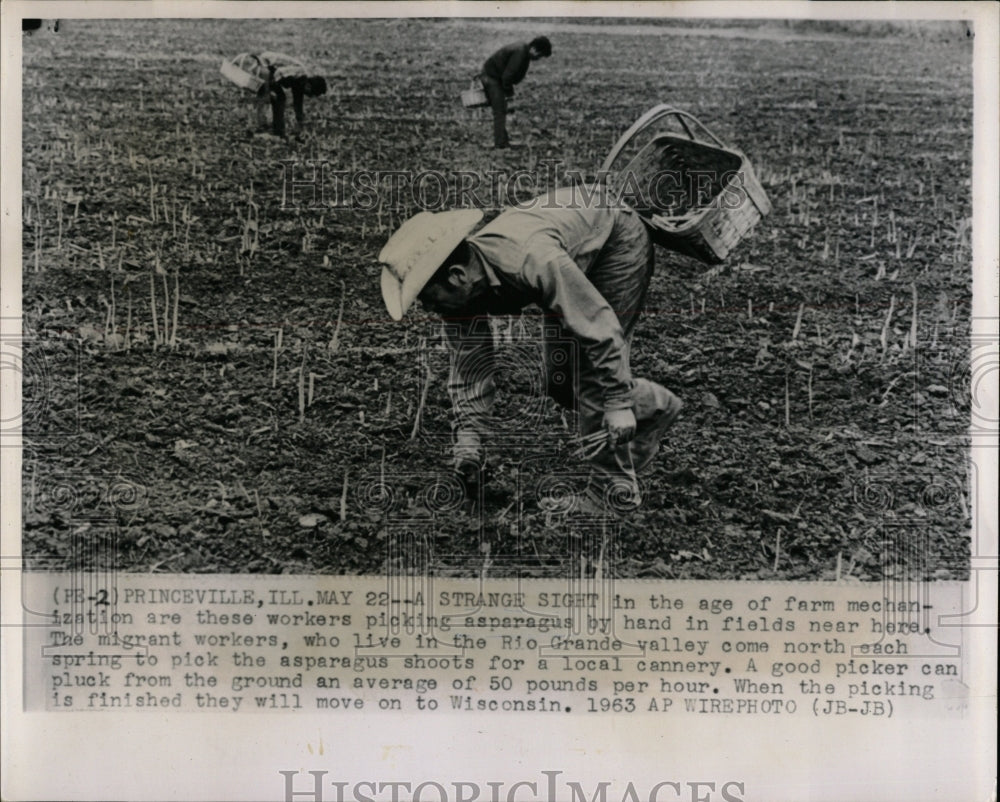 1963 Press Photo Strange Sight mechanization worker - RRW05409 - Historic Images