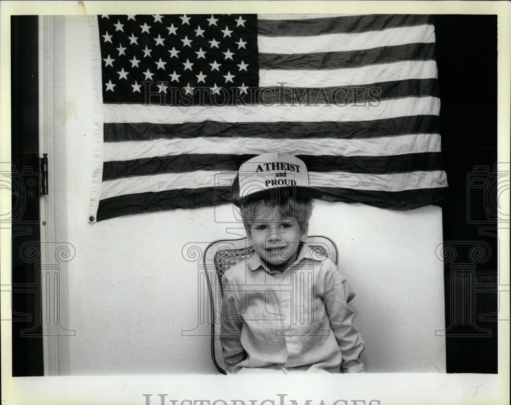 1987 Press Photo Robert Sherman Atheists Buffalo Grova - RRW05435 - Historic Images