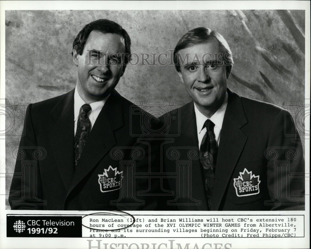 1992 Press Photo Ron MacLean Brian Williams Olympics - RRW05647 - Historic Images