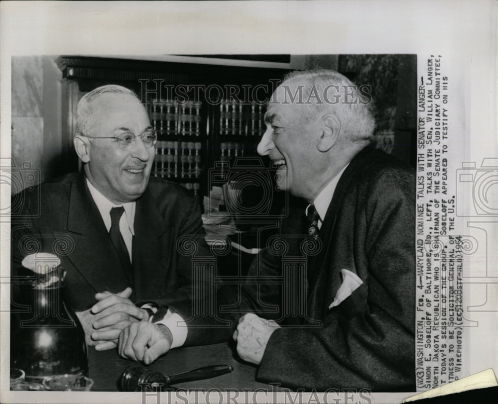 1954 Press Photo William Langer Senator Politician U.S. - RRW05927 - Historic Images