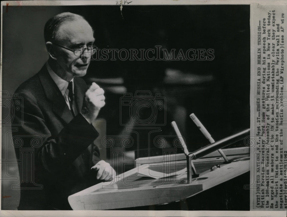 1962 Press Photo British Foreign Secretary Lord Home - RRW06393 - Historic Images