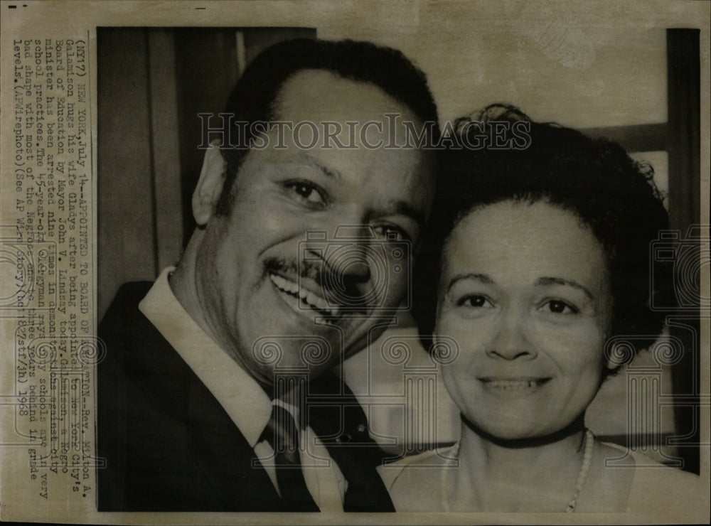 1968 Press Photo Rev. & Mrs. Milton Galamison - RRW06661 - Historic Images