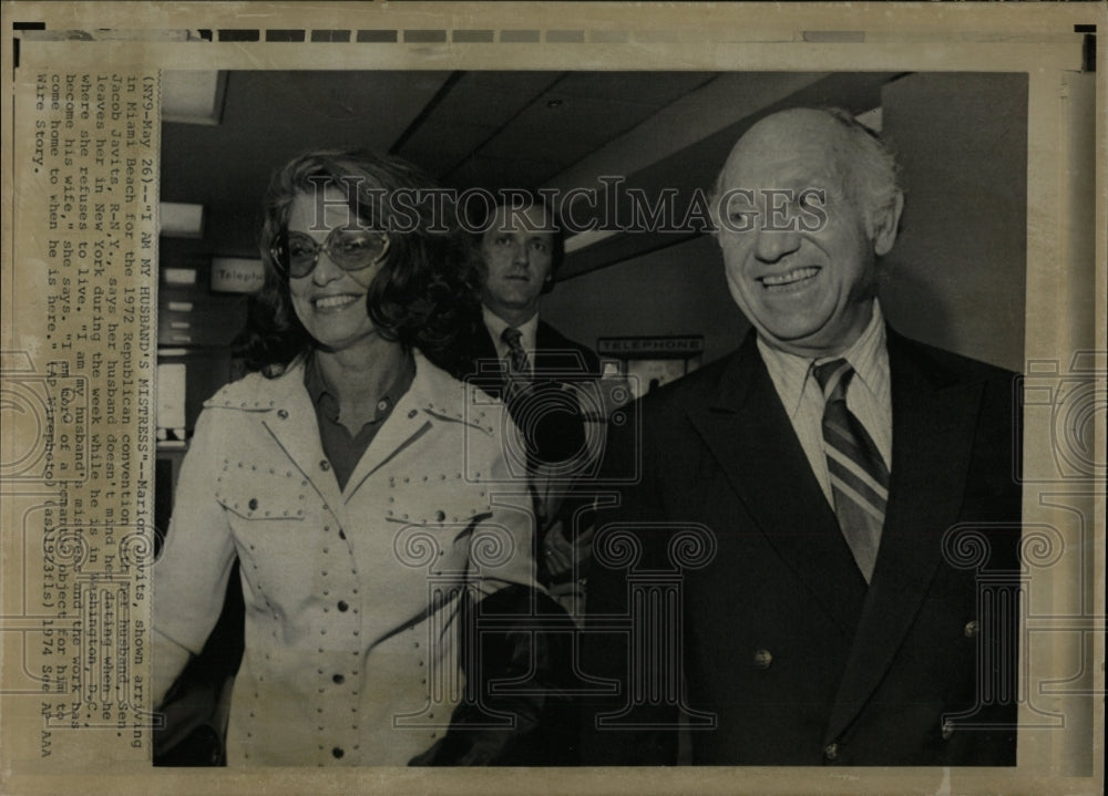 1974 Press Photo Wife Of New York Senator Jacob Javits - RRW06675 - Historic Images