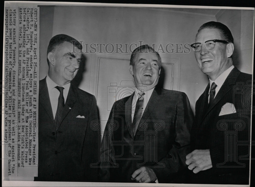 1966 Press Photo VP Humphrey W Gallagher P Miller AP - RRW06895 - Historic Images