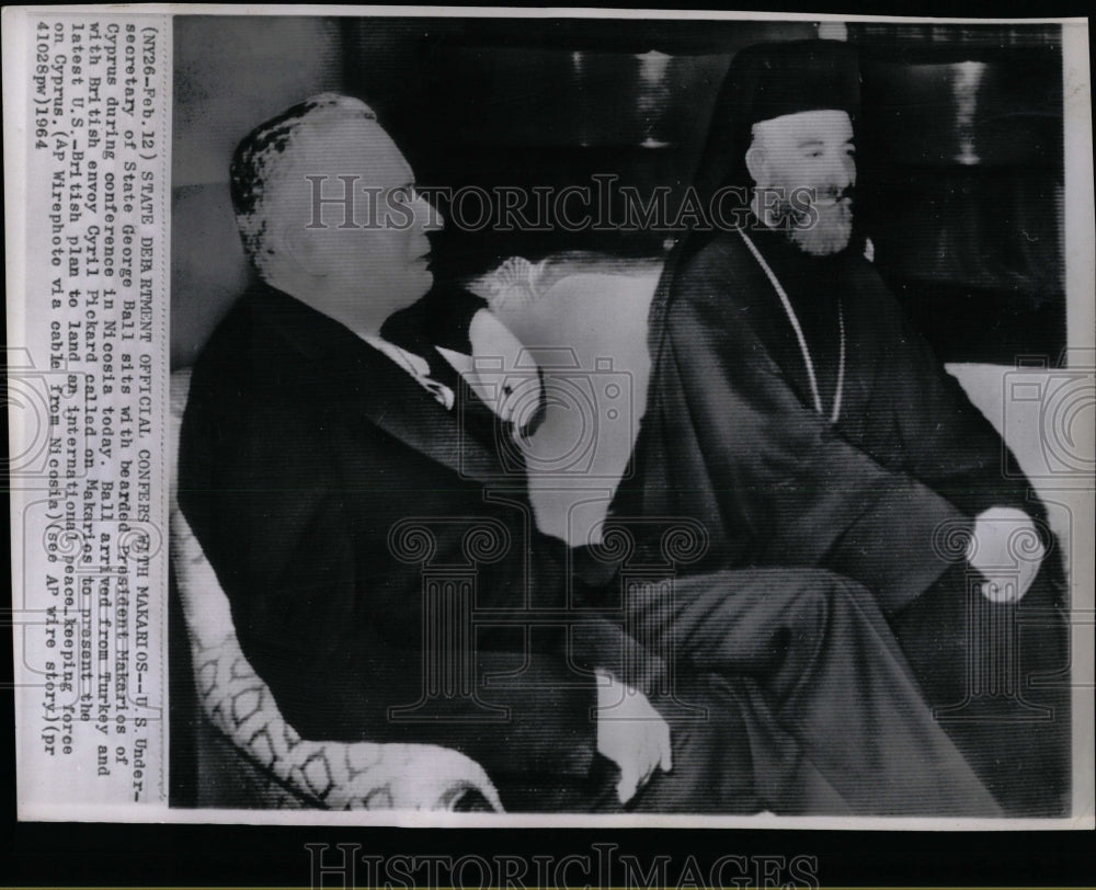 1964 Press Photo State George Ball President Makarios - RRW07127 - Historic Images