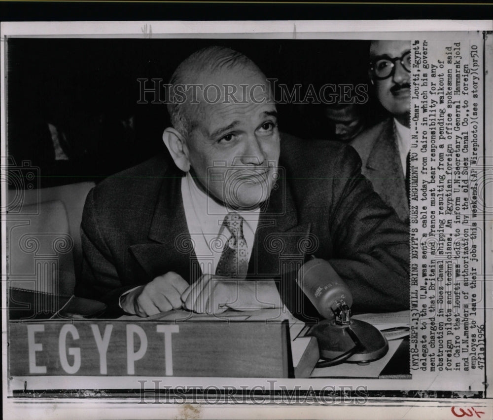 1956 Press Photo Omar Loufti Egypt Delegate U.N. - RRW07237 - Historic Images