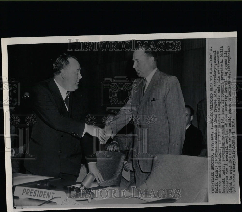 1950 Press Photo Jakob Malik Trygve Lie - RRW07387 - Historic Images