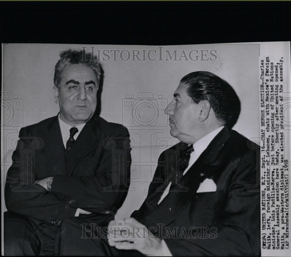 1958 Press Photo Charles Malik & Luis PAdilla-Nerve - RRW07395 - Historic Images