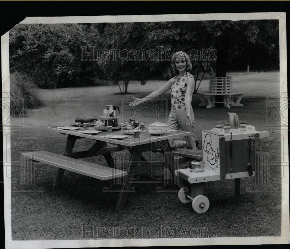 1964 Press Photo Outdoor Furniture Jo Anne Lorence - RRW07513 - Historic Images