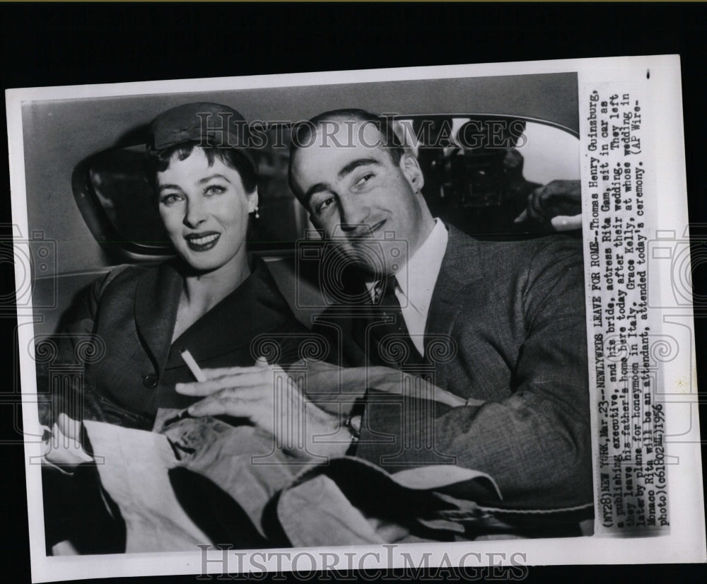 1956 Press Photo Thomas Henry &amp; Guinsburg Rita Gam Wed - RRW07515 - Historic Images