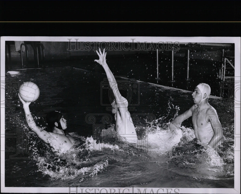 1958 Press Photo Men Playing Water Polo Cowles Hillock - RRW07899 - Historic Images