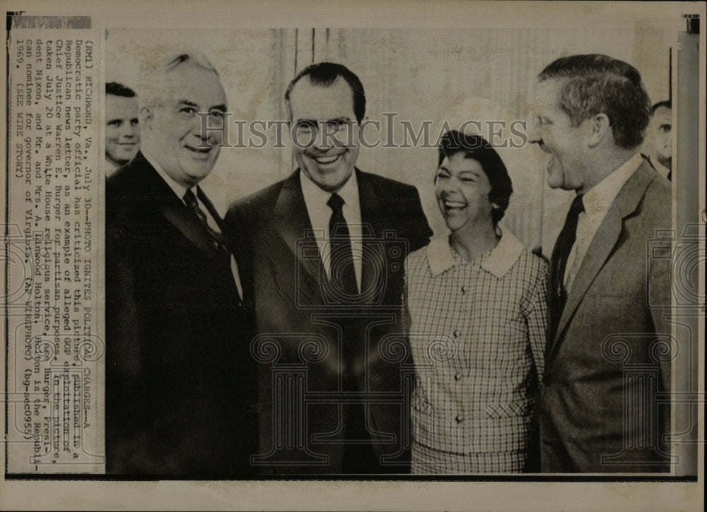 1969 Press Photo Warren Burger Nixon Linwood Holton - RRW08013 - Historic Images