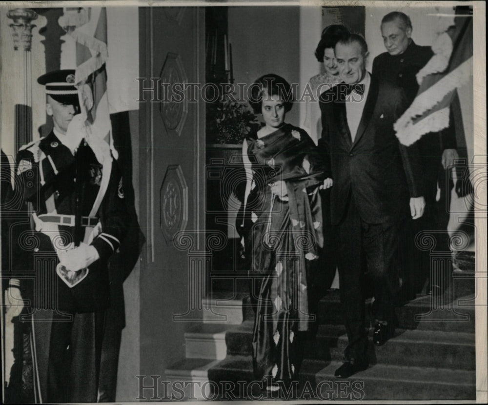 1966 Press Photo Pres Johnson Escorts PM Gandhi - RRW08129 - Historic Images