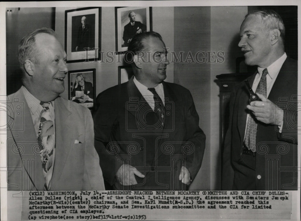 1953 Press Photo CIA Dulles Senator McCarthy Mundt - RRW08237 - Historic Images