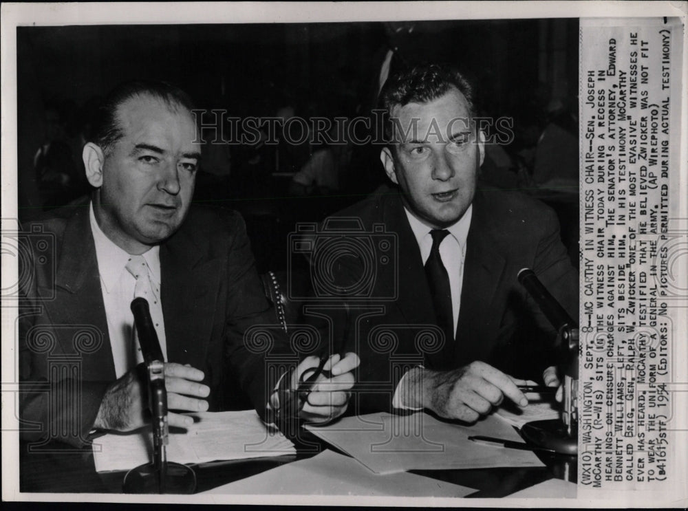 1954 Press Photo Senator McCarthy Attorney Williams - RRW08277 - Historic Images