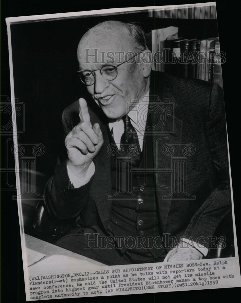 1957 Press Photo Repub. Senator Ralph Flanders/Engineer - RRW08475 - Historic Images