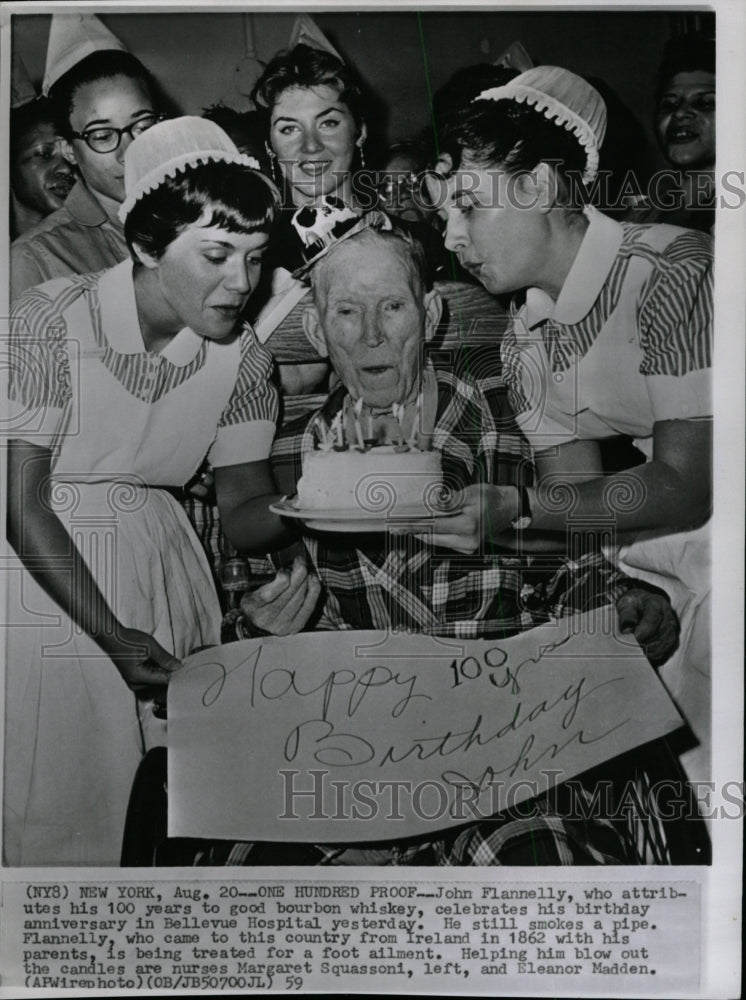 1959 Press Photo John Flannelly 100th Birthday Party - RRW08675 - Historic Images