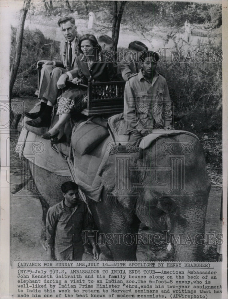 1963 Press Photo Amabassador & Family - Elephant Ride - RRW08773 - Historic Images