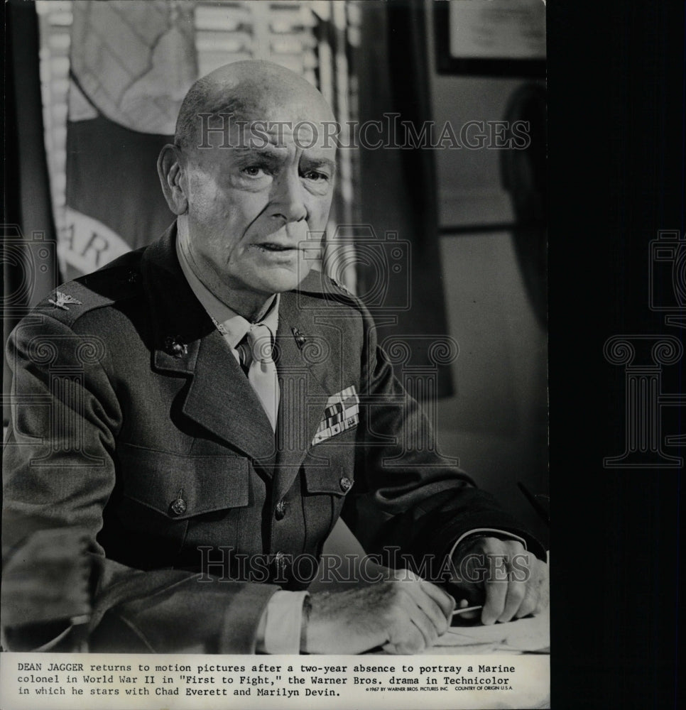 1967 Press Photo First To Fight Film Actor Dean Jagger - RRW09001 - Historic Images