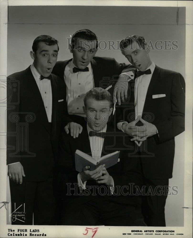 1956 Press Photo Four Lads/Male Canadian Quartet/Singer - RRW09469 - Historic Images