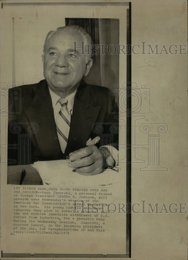 1971 Press Photo Lyndon Johnson American Leon jaworski - RRW09767 - Historic Images