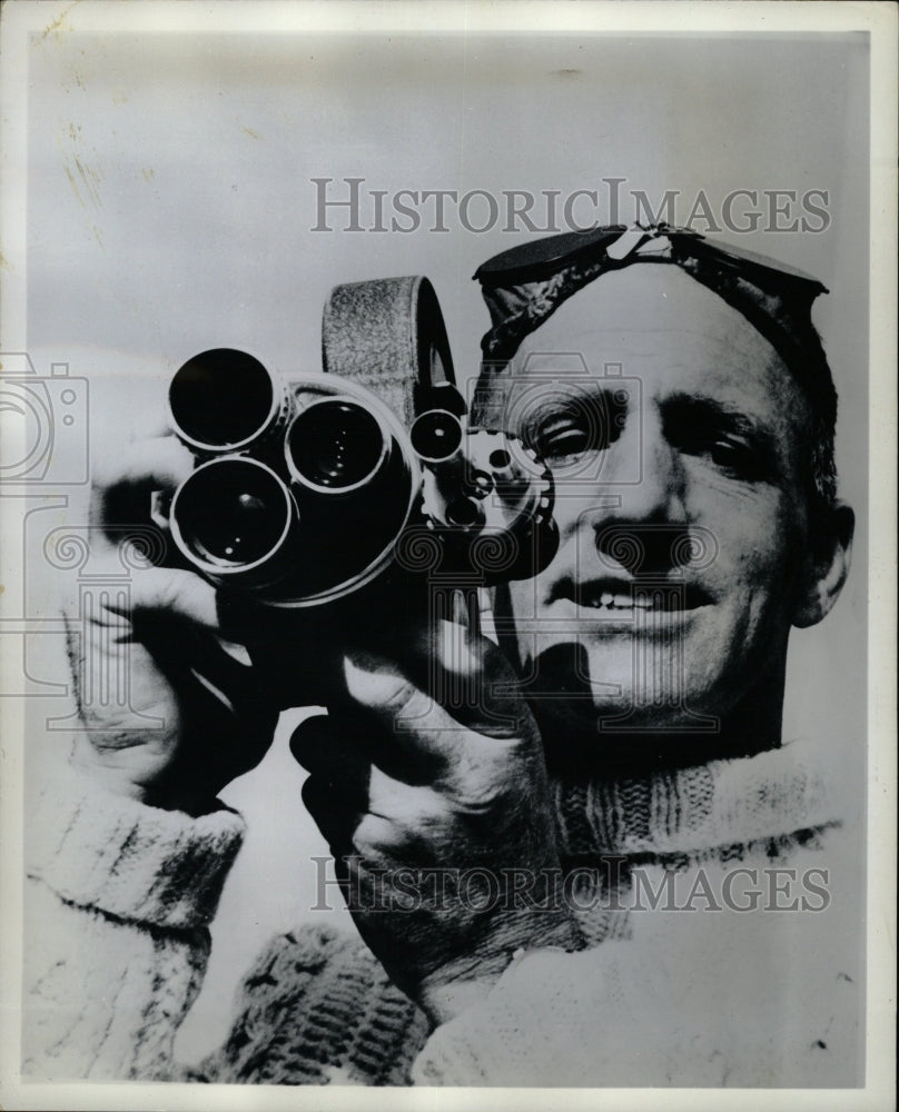 1965 Press Photo John Jay Silver Skis Camera Film Past - RRW09851 - Historic Images