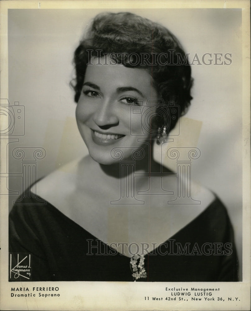 1960 Press Photo Maria Ferriero Operatic Soprano - RRW11101 - Historic Images