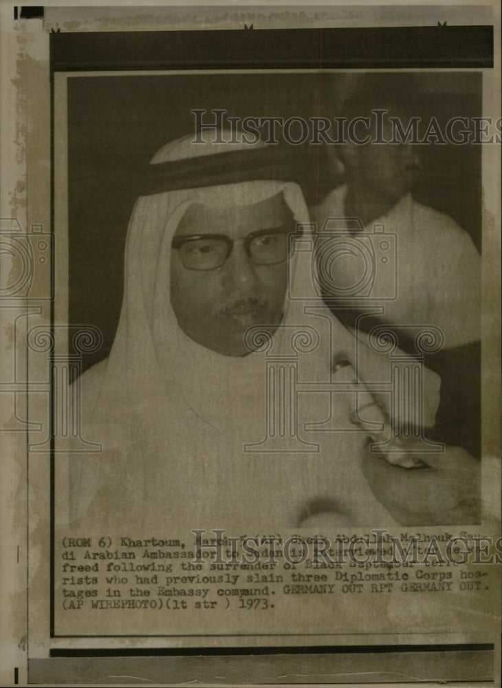 1973 Press Photo Sheik Abudllah Malhouck Ambassador - RRW11543 - Historic Images