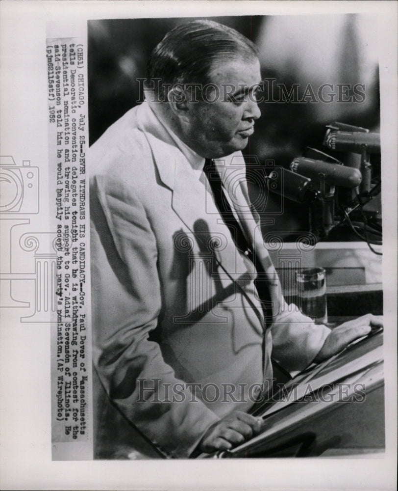 1952 Press Photo Governor Paul Dever Massachusetts Tell - RRW11681 - Historic Images