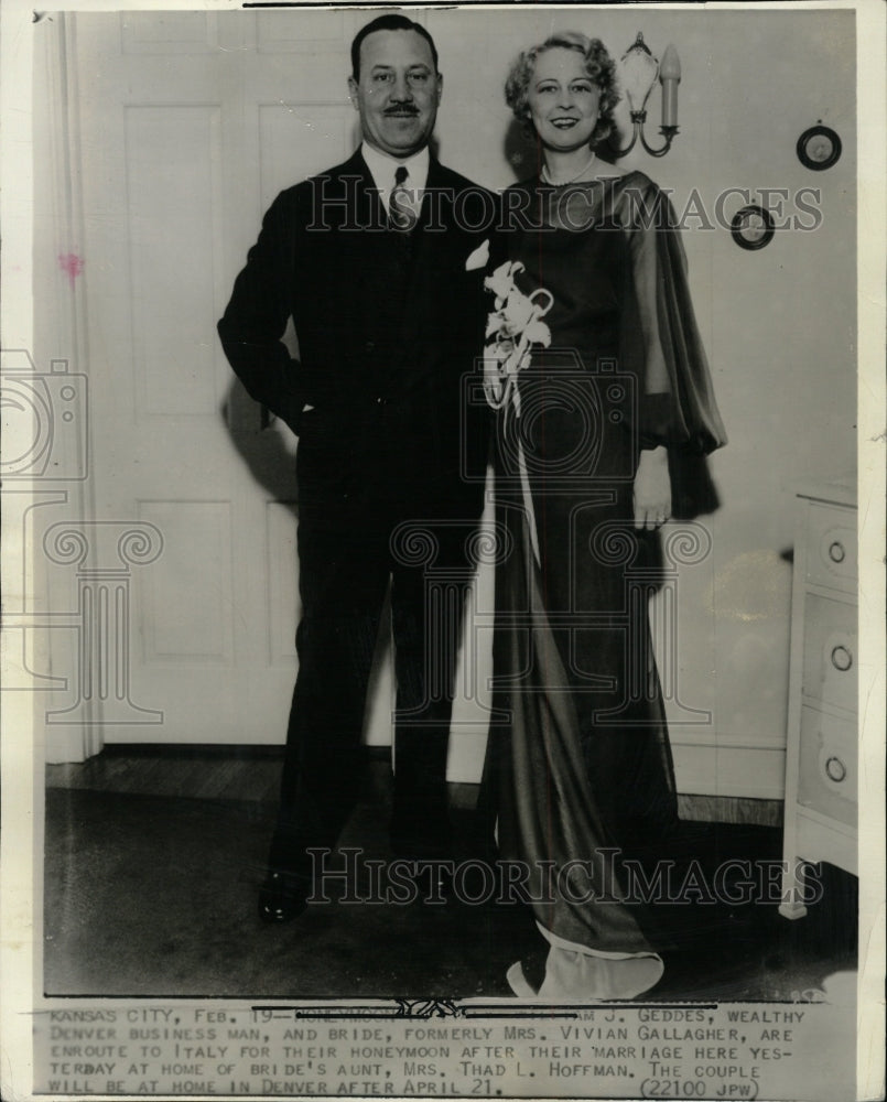 1935 Press Photo Geddes Wealthy Denver Mrs Vivian Bride - RRW12159 - Historic Images